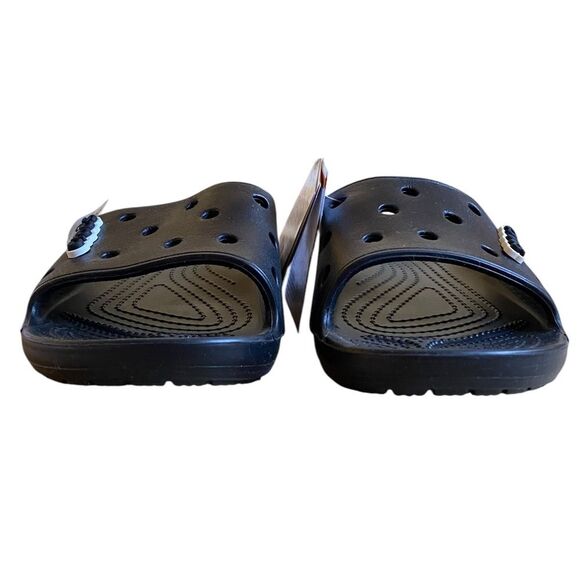 NWT Crocs Classic Slide Sandals in Black Size Men 8 Women 10 with Crocs Charms - Picture 9 of 14